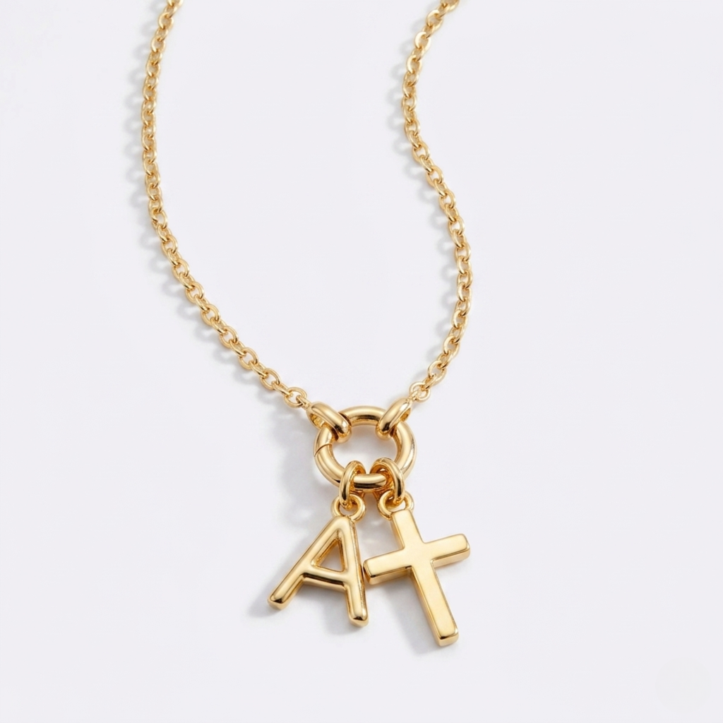 Collar Dúo Alma y Letra - Baño en Oro 18K