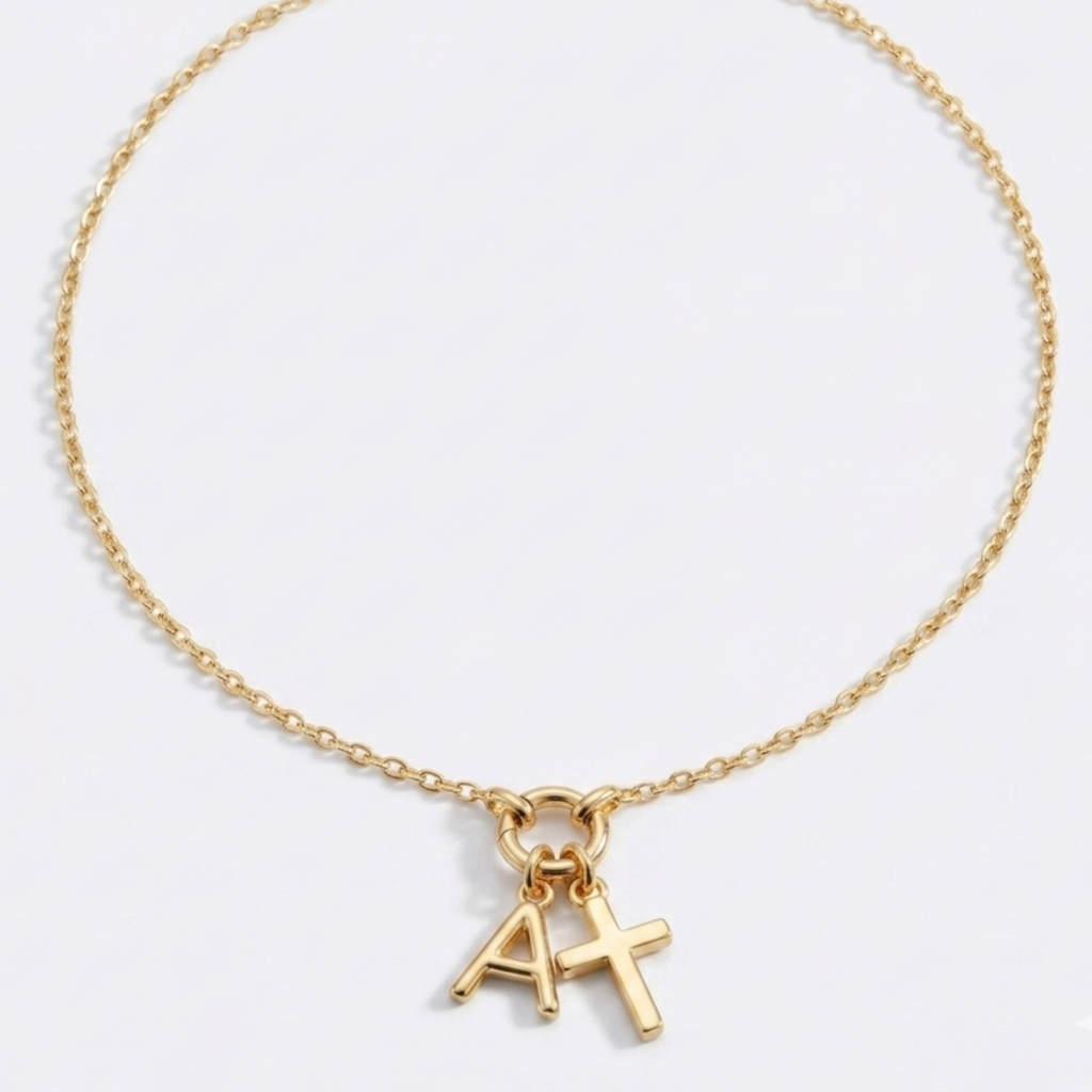Collar Dúo Alma y Letra - Baño en Oro 18K