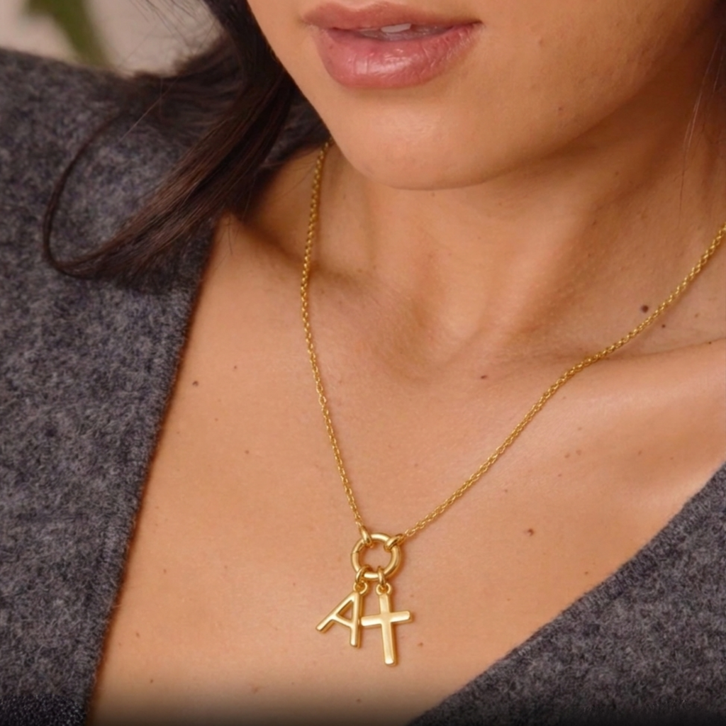 Collar Dúo Alma y Letra - Baño en Oro 18K