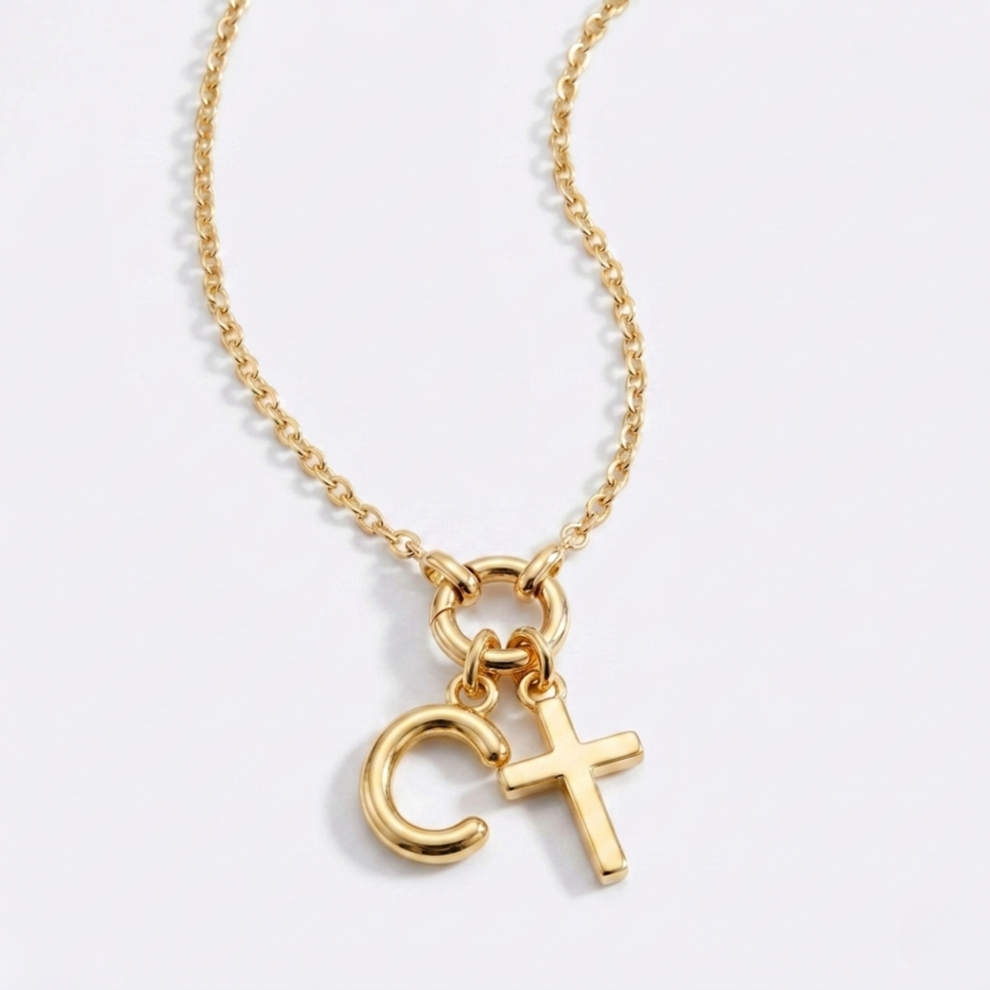 Collar Dúo Alma y Letra - Baño en Oro 18K