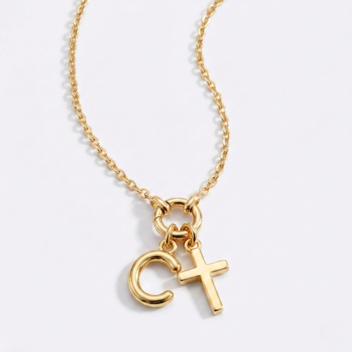 Collar Dúo Alma y Letra - Baño en Oro 18K
