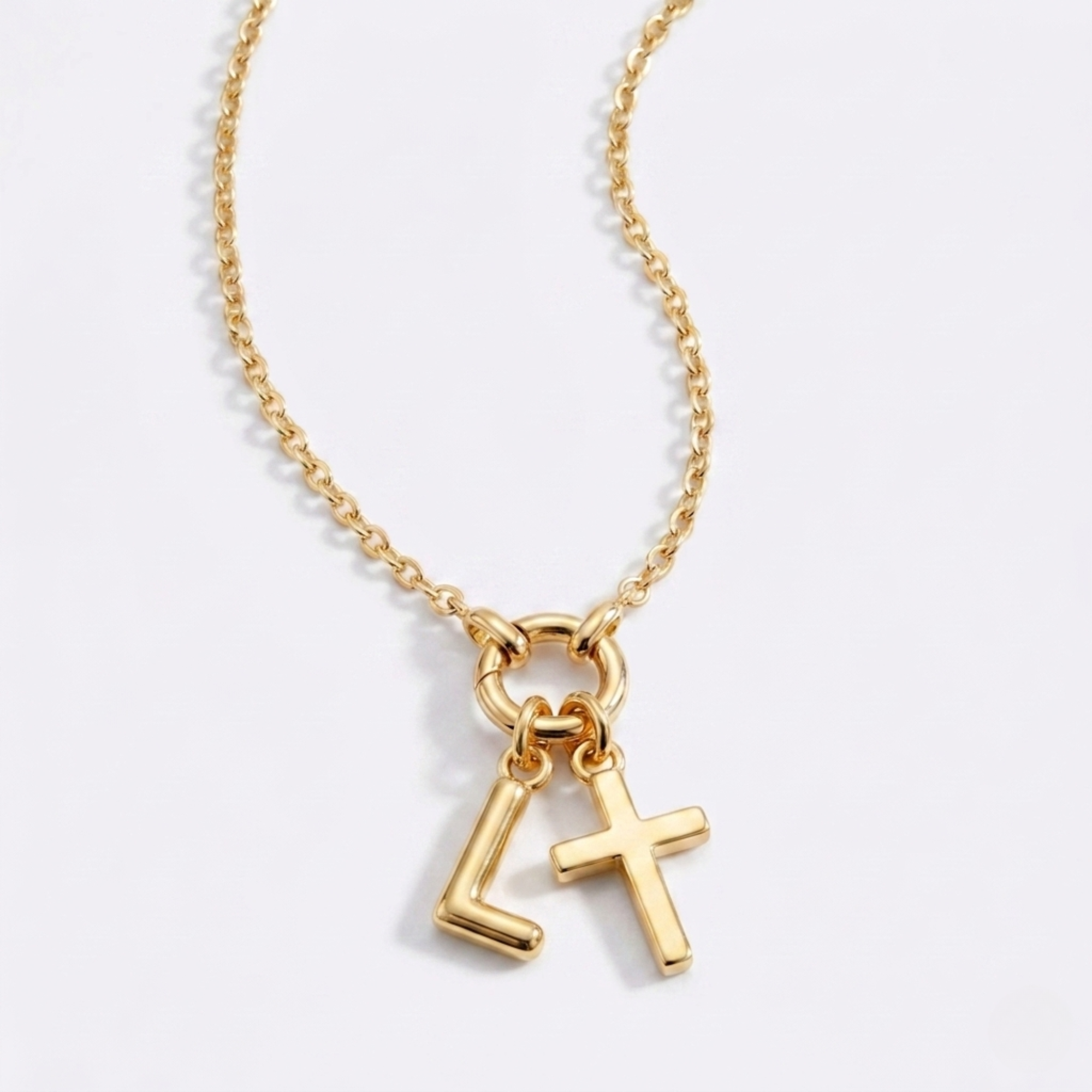 Collar Dúo Alma y Letra - Baño en Oro 18K