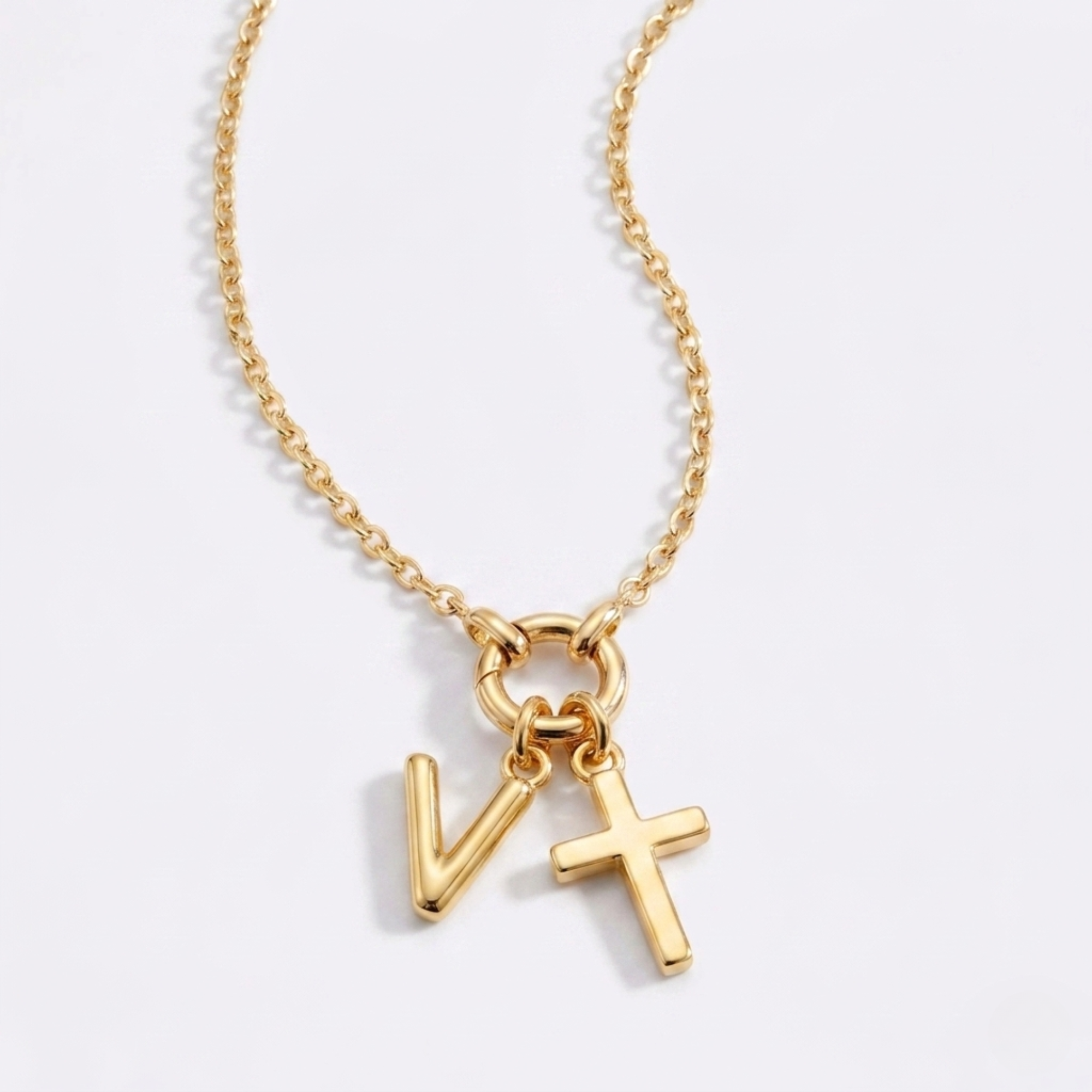 Collar Dúo Alma y Letra - Baño en Oro 18K